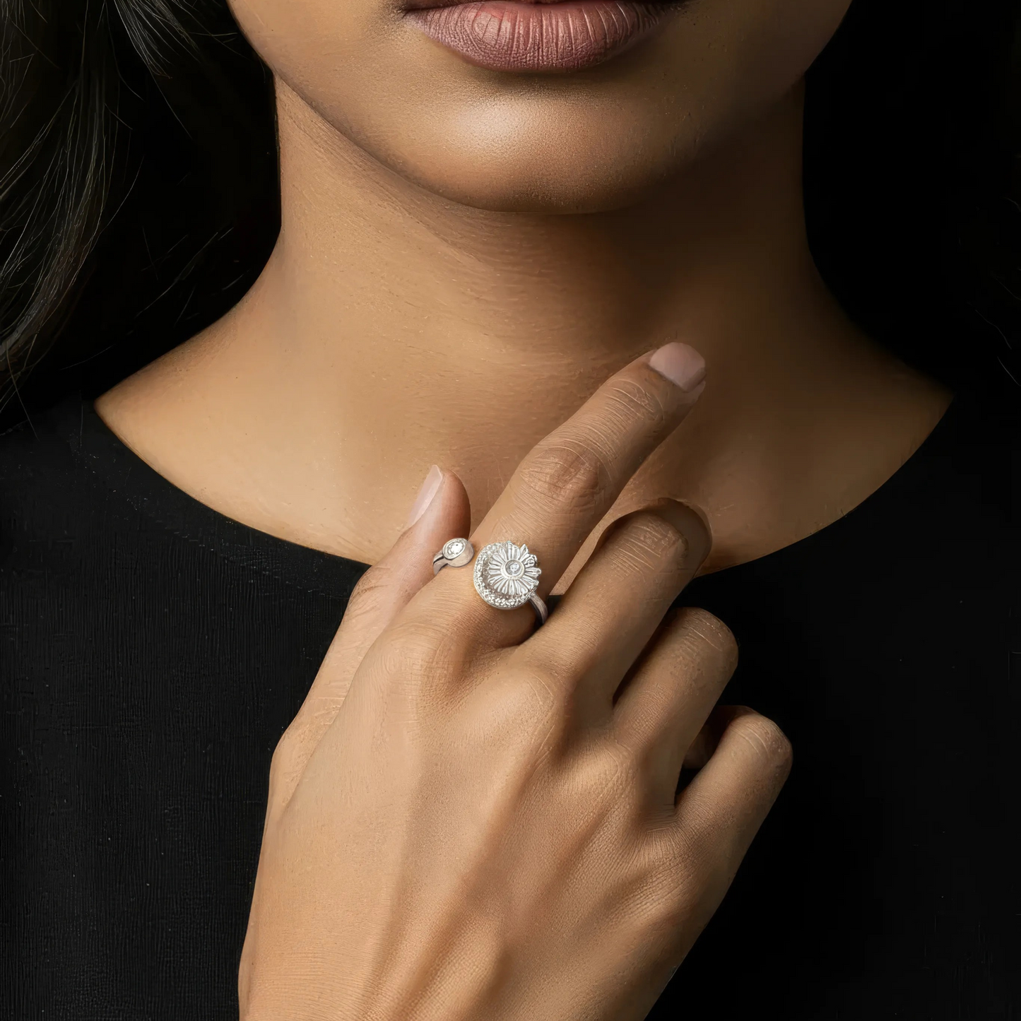 Vielring - Blumen Zirkonia Anti-Stress-Ring – Edelstahl - Gold