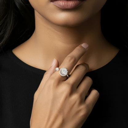 Vielring - Blumen Zirkonia Anti-Stress-Ring – Edelstahl - Gold