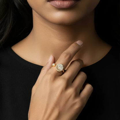 Vielring - Blumen Zirkonia Anti-Stress-Ring – Edelstahl - Gold