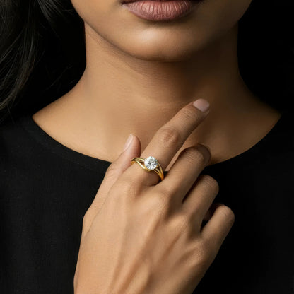 Runder Zirkonia Stein Ring - 925 Silber
