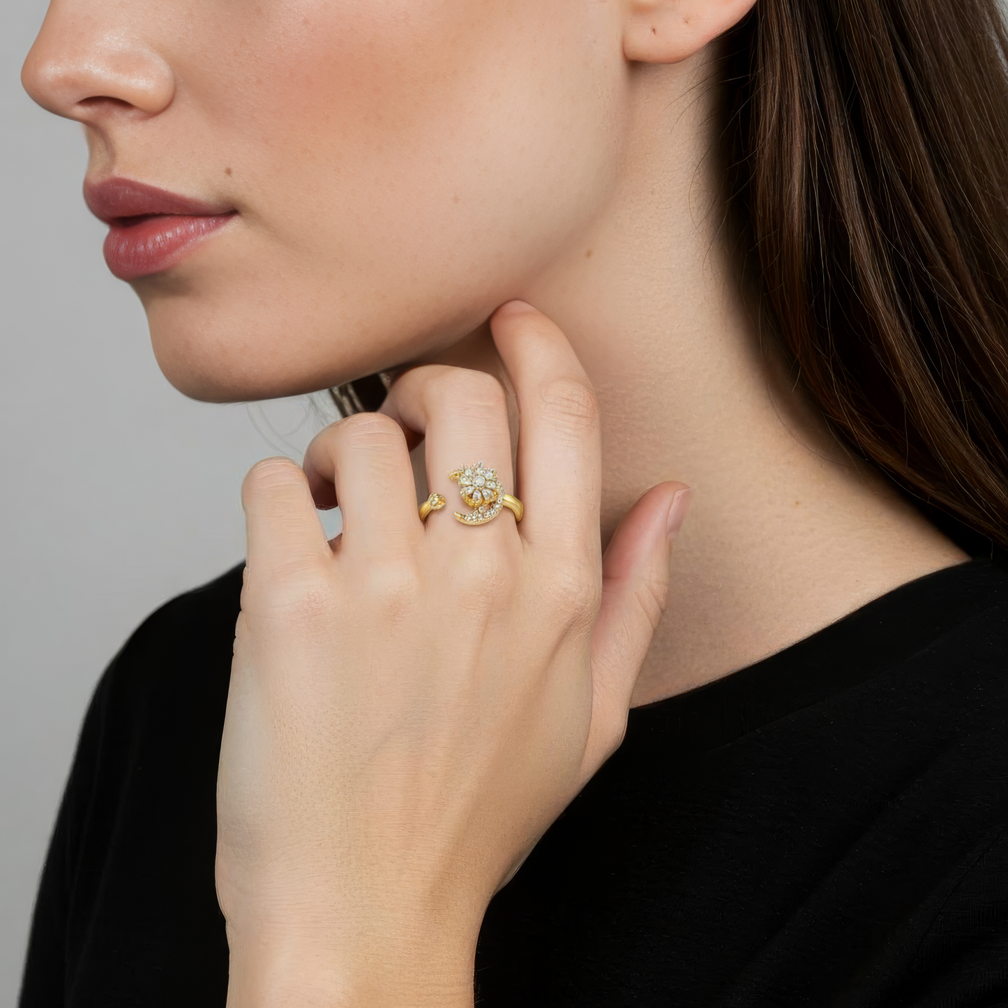 Square ring with zirconia stones - 925 silver