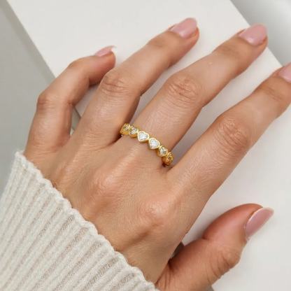 Herzen Zirkonia Ring - 925 Silber