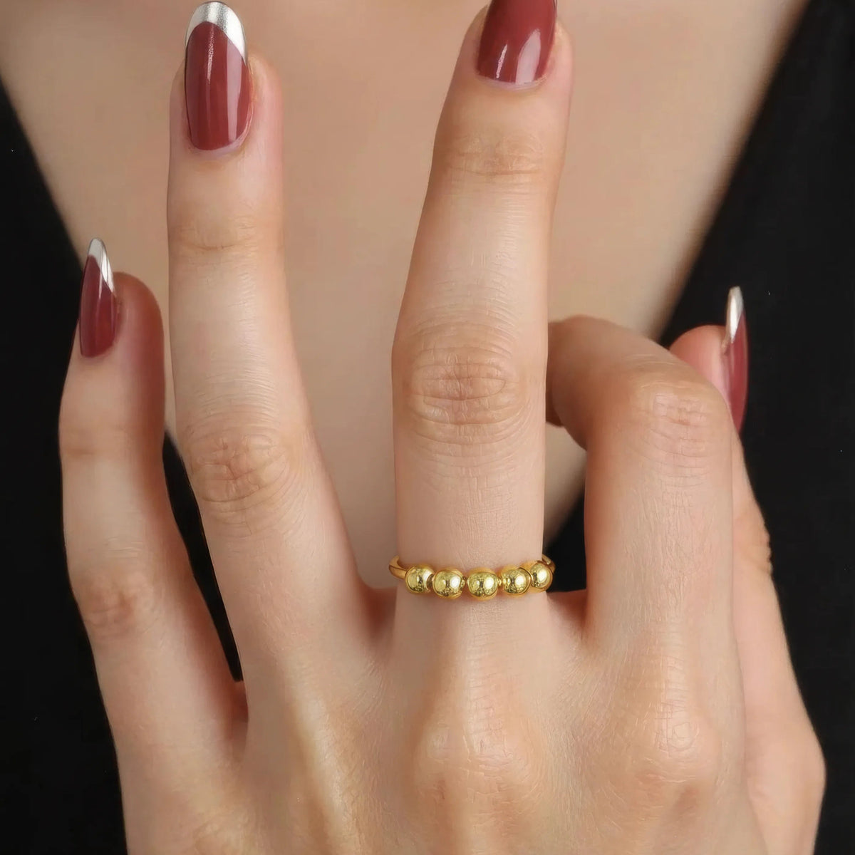 5-Bead Anti-Stress Ring - 925 Silver