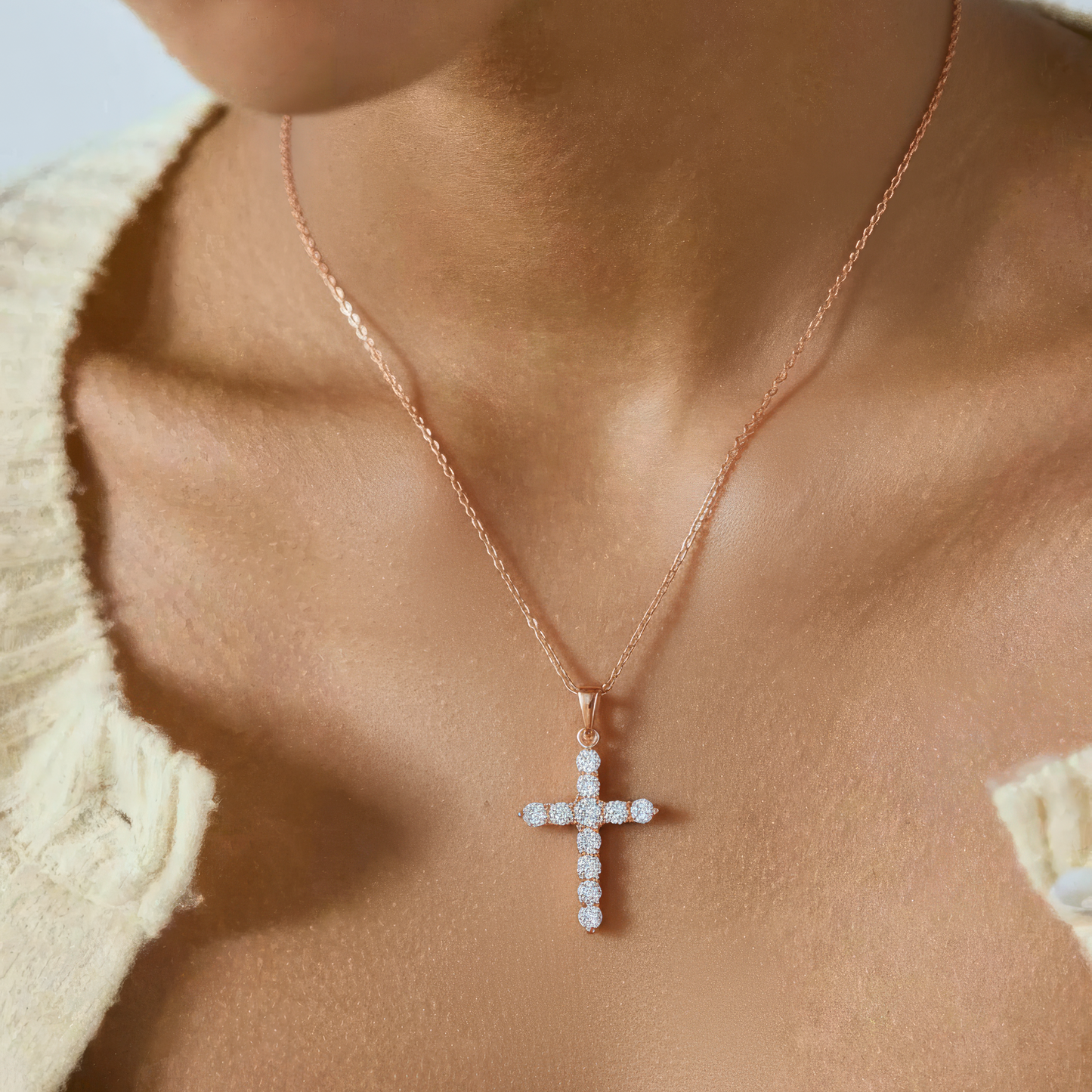 Square Zirconia Necklace - 925 Silver