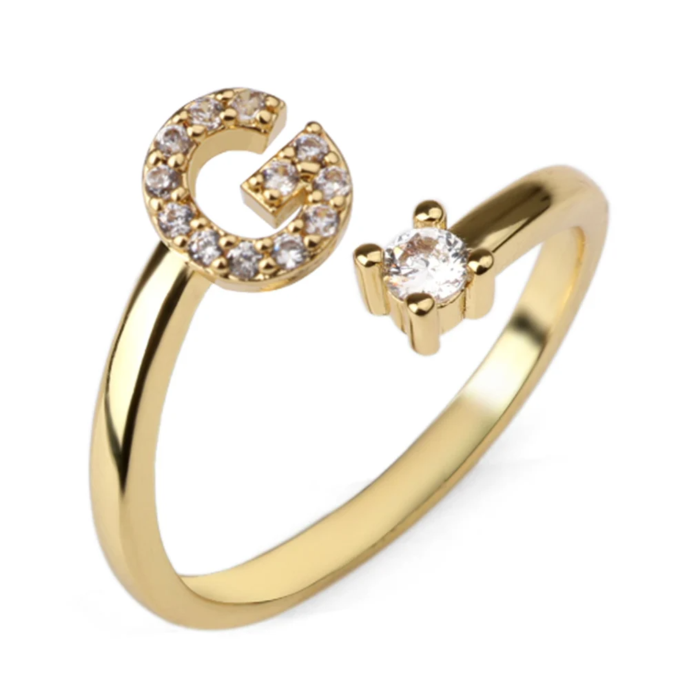 Vielring - 925 Sterling Silber Vergoldeter Buchstaben Ring - Gold / G