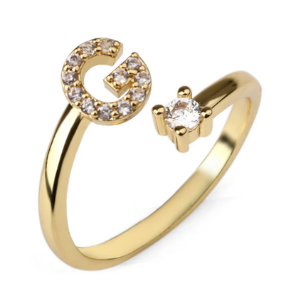 Vielring - 925 Sterling Silber Vergoldeter Buchstaben Ring - Gold / G
