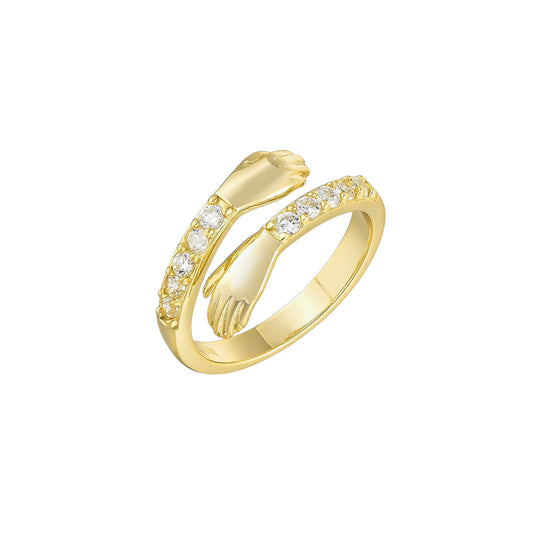 Zirkonia Offener Umarmungsring Liebe - 925 Silber