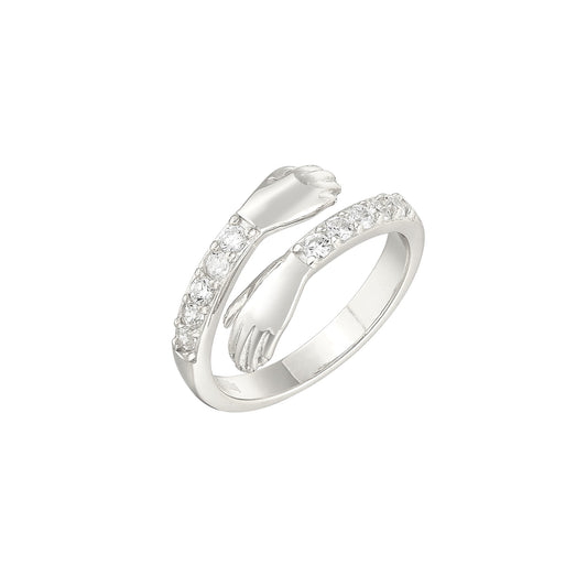 Zirkonia Offener Umarmungsring Liebe - 925 Silber