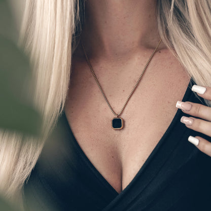 Schwarzer Onyx Anhänger Halskette