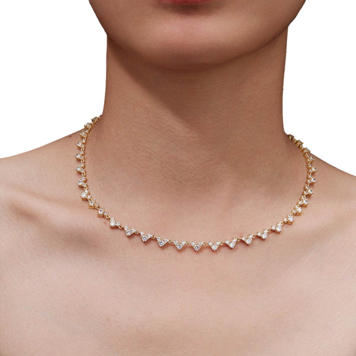 Durchgehende Zirkonia Steinen Halskette - 925 Silber