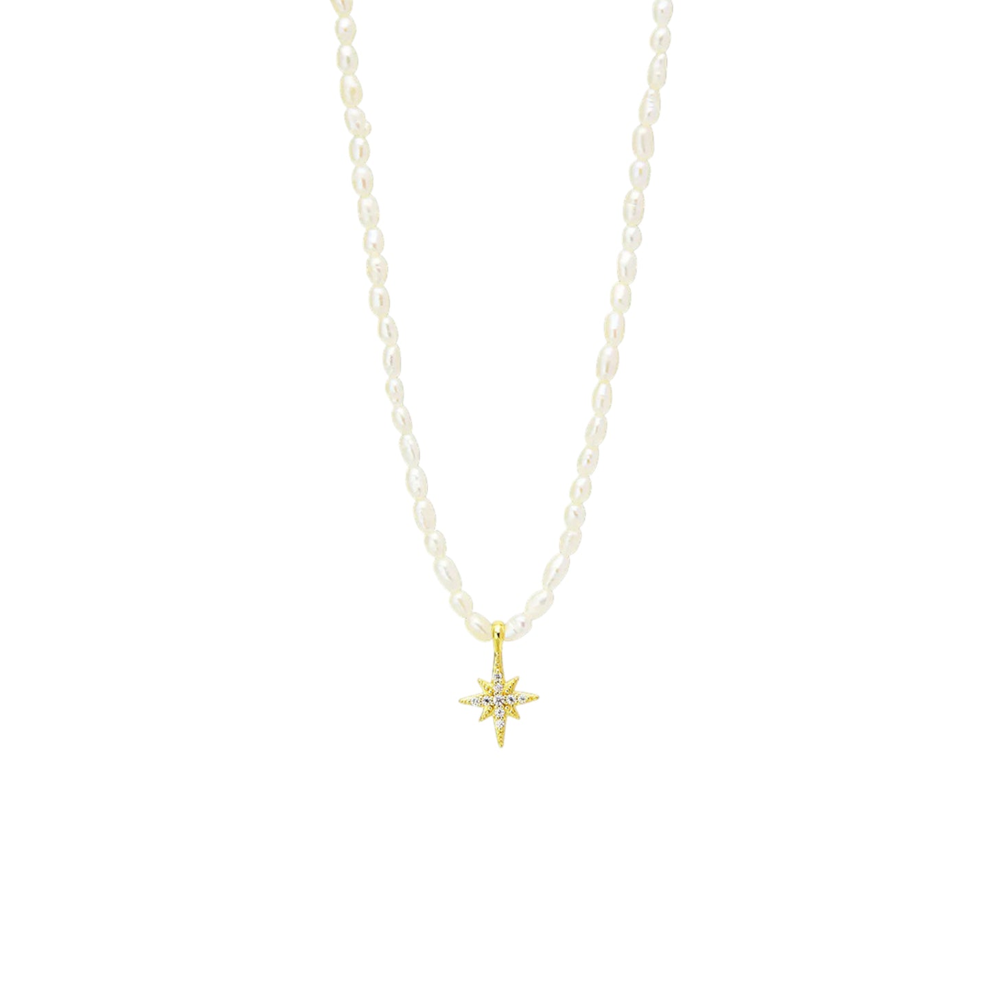 Süßwasserperlen Stern Halskette - 925 Silber