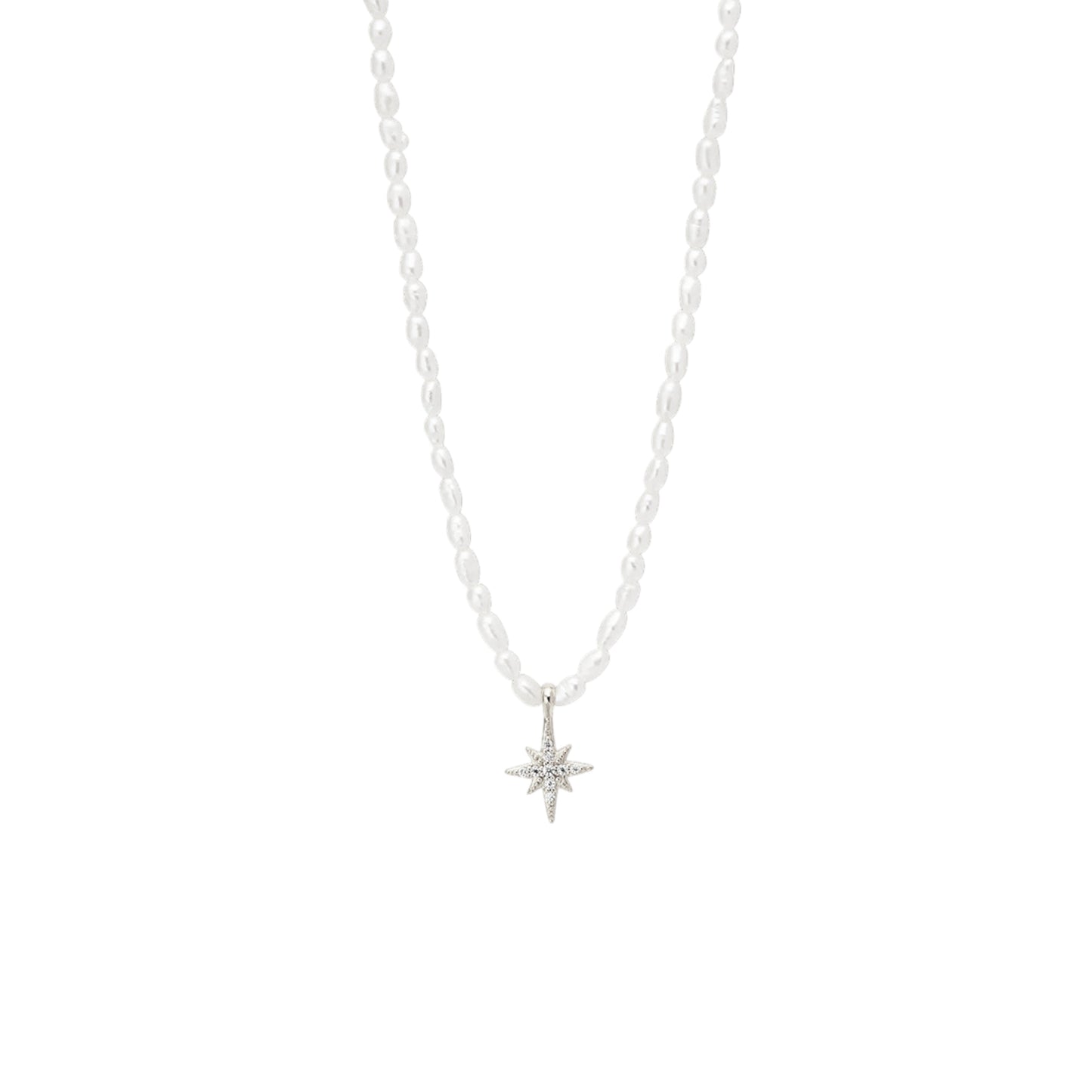 Süßwasserperlen Stern Halskette - 925 Silber