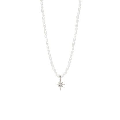 Süßwasserperlen Stern Halskette - 925 Silber