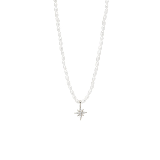Süßwasserperlen Stern Halskette - 925 Silber