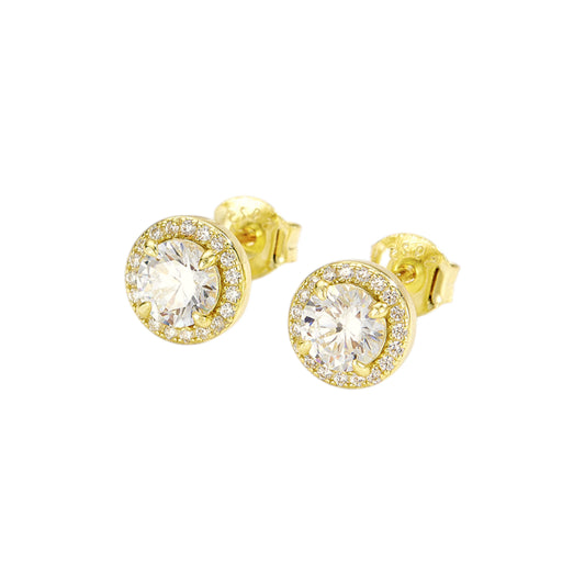 Runde Zirkonia Steine Ohrstecker - 925 Silber