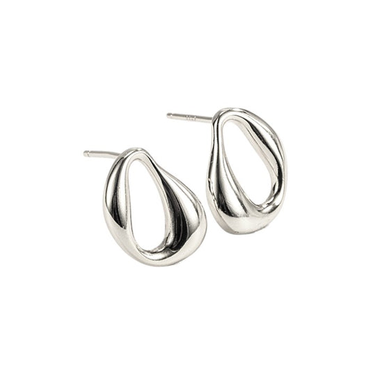 Ovale Unregelmäßige Ohrstecker - 925 Silber