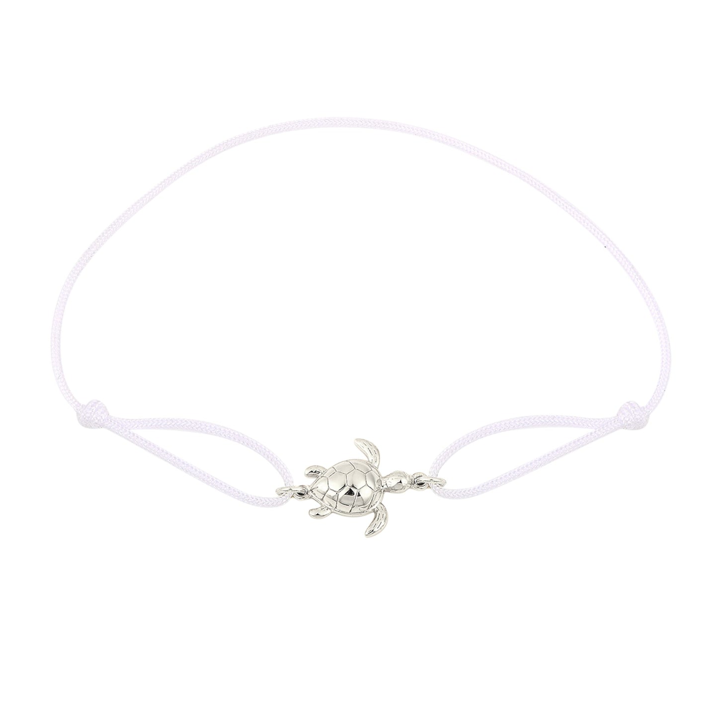 Schildkröten Stoff Armband Weiß - 925 Silber