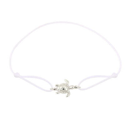 Schildkröten Stoff Armband Weiß - 925 Silber