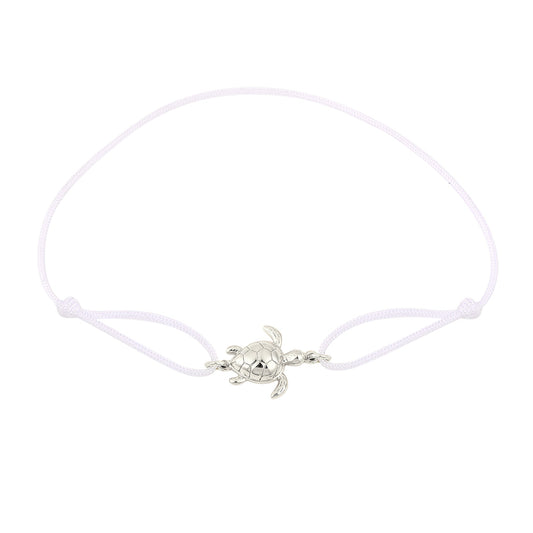 Schildkröten Stoff Armband Weiß - 925 Silber