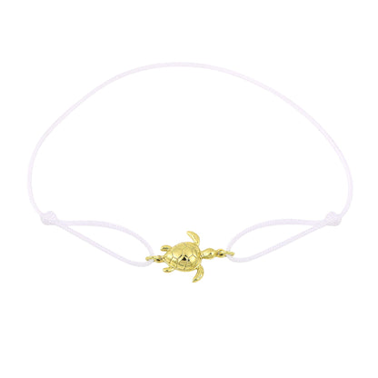 Schildkröten Stoff Armband Weiß - 925 Silber