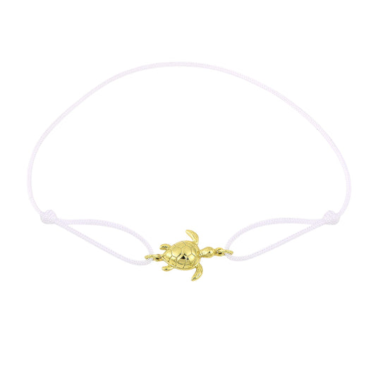 Schildkröten Stoff Armband Weiß - 925 Silber