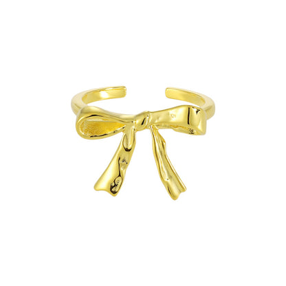 Gold Abstract Ring • 925 Sterling Silver Open Ring
