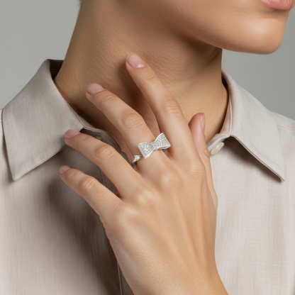 Zirkonia Schleifen Drehbarer Ring - Edelstahl