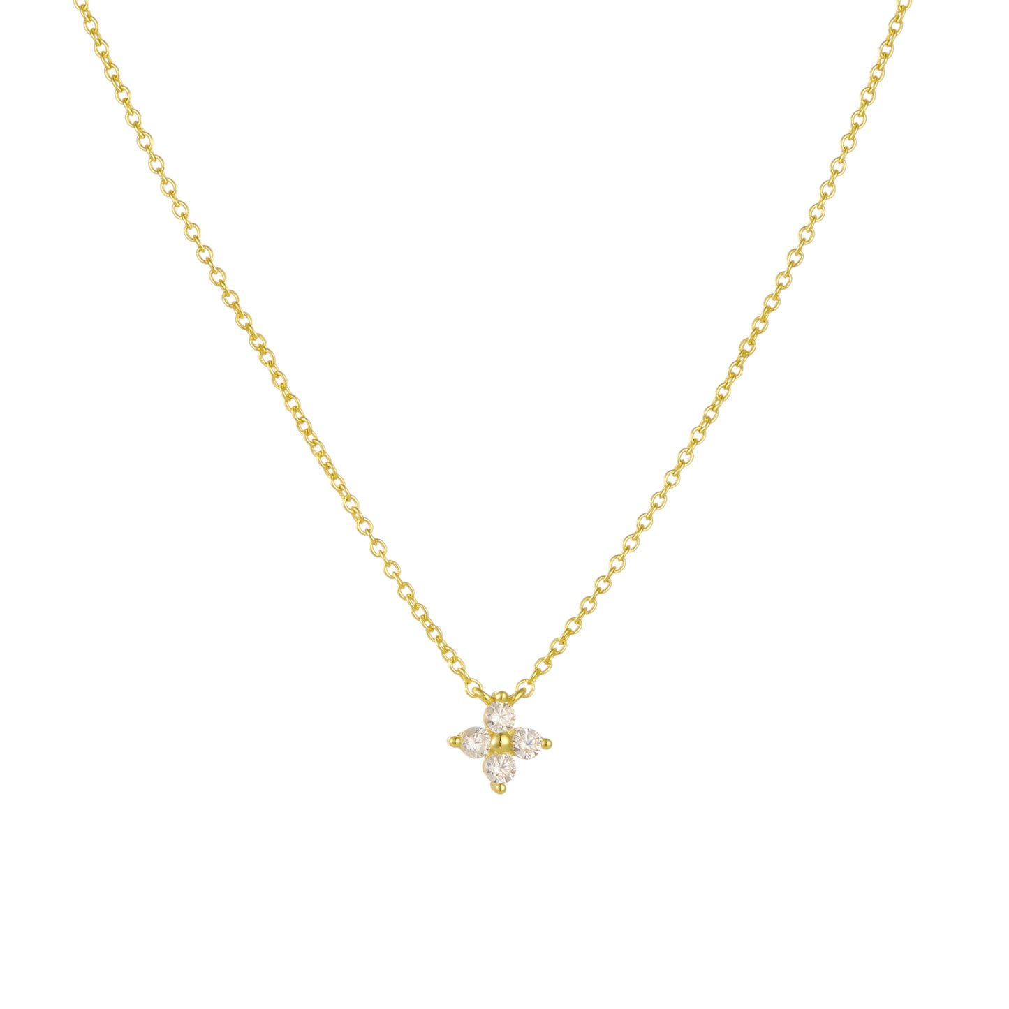 Kleeblatt Zirkonia Halskette - 925 Silber