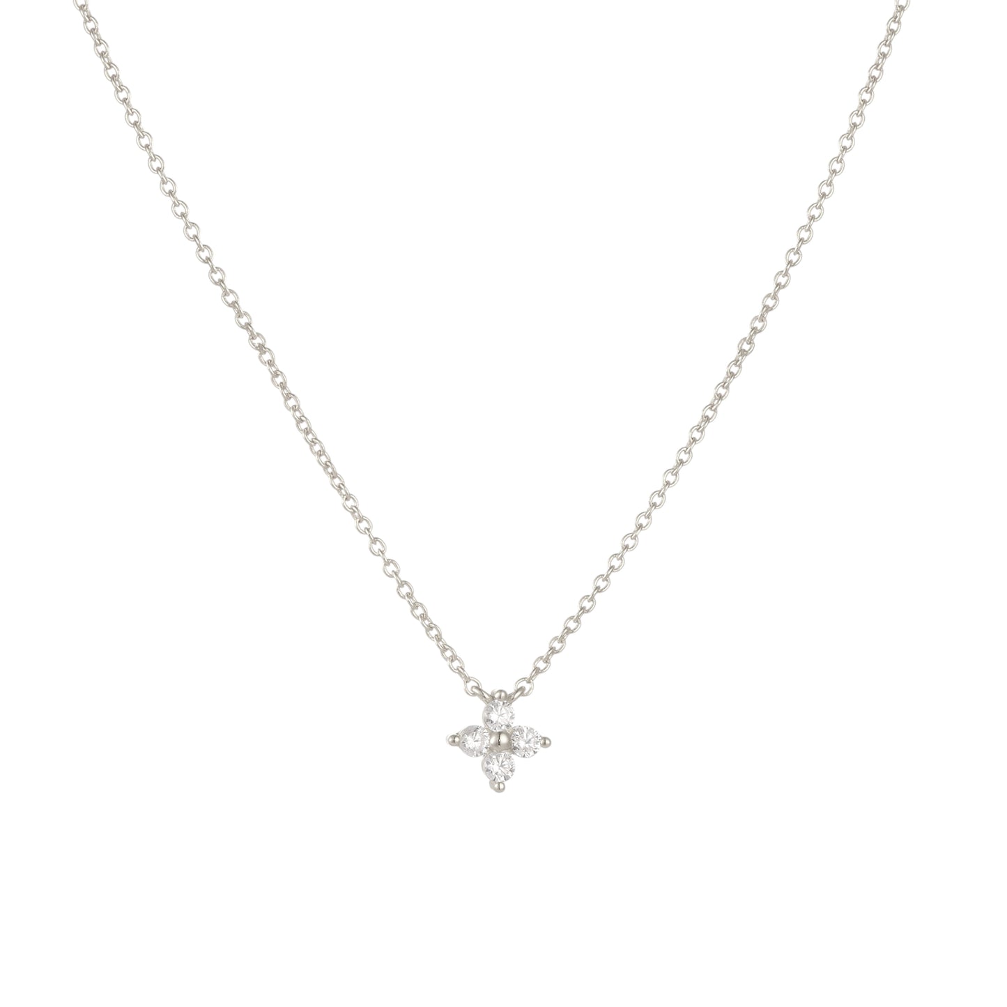 Kleeblatt Zirkonia Halskette - 925 Silber