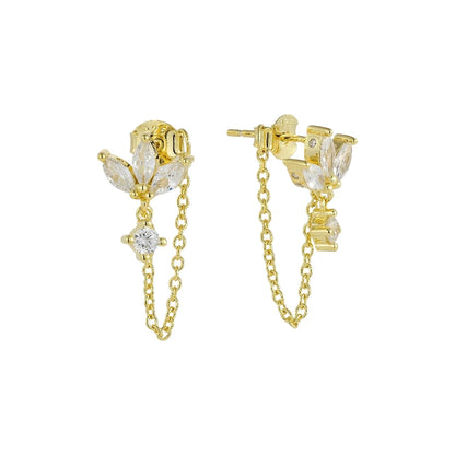 Vielring - Hängende Lotus Ohrstecker - 925 Silber - Gold / Einzeln