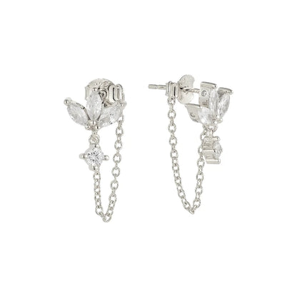 Vielring - Hängende Lotus Ohrstecker - 925 Silber - Silber / Einzeln