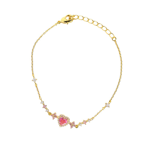 Herz Kleeblatt Zirkonia Armband - 925 Silber