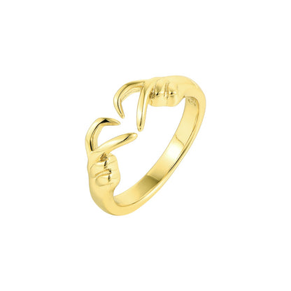 Heart Hands Ring - 925 Silver