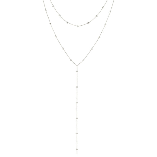 Lange Y-Form Mehrreihige Halskette - 925 Silber