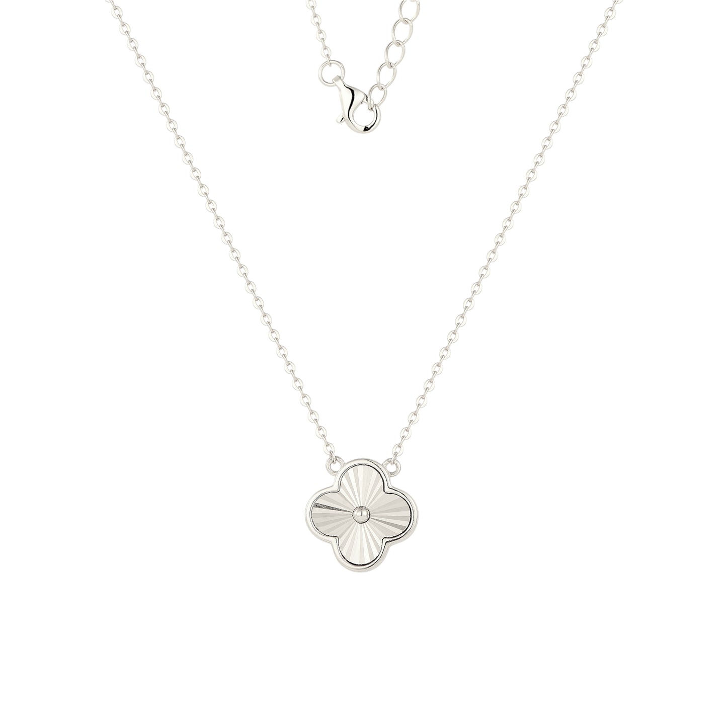 Glänzende Klee Halskette - 925 Silber