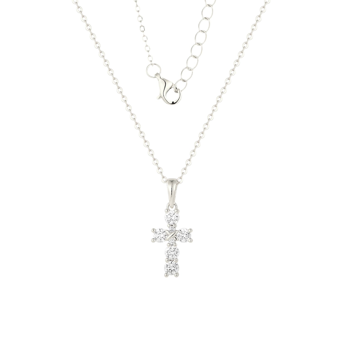 Kreuz Zirkonia Halskette - 925 Silber