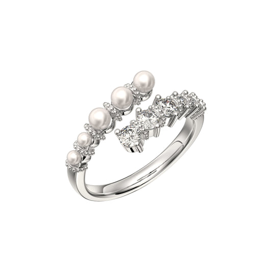 Perlen Zirkonia Steinen Ring - 925 Silber