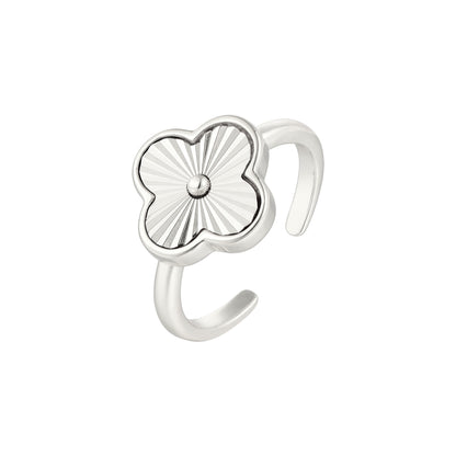 Glänzender Klee Ring - 925 Silber