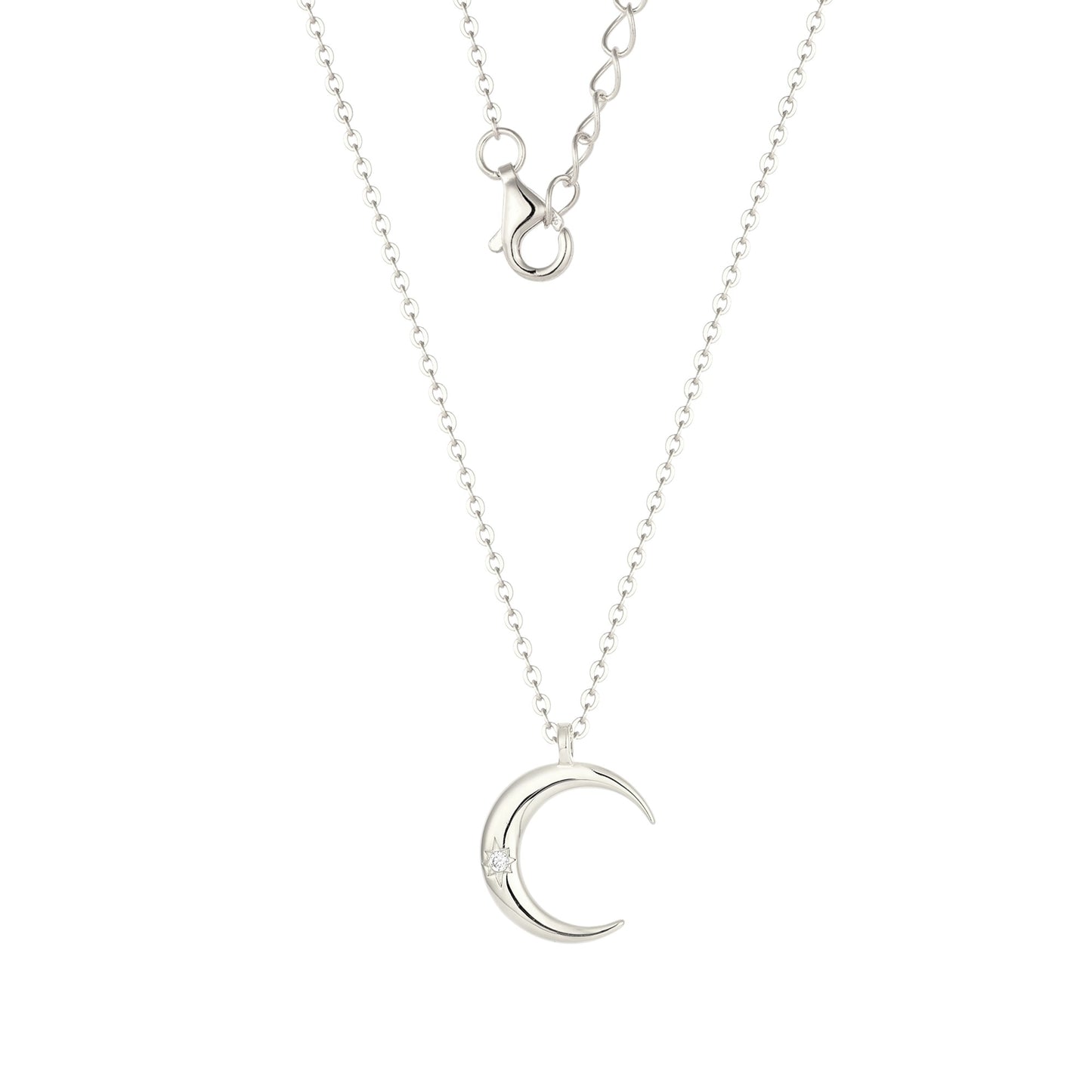 Zierliche Mond Halskette – 925 Silber