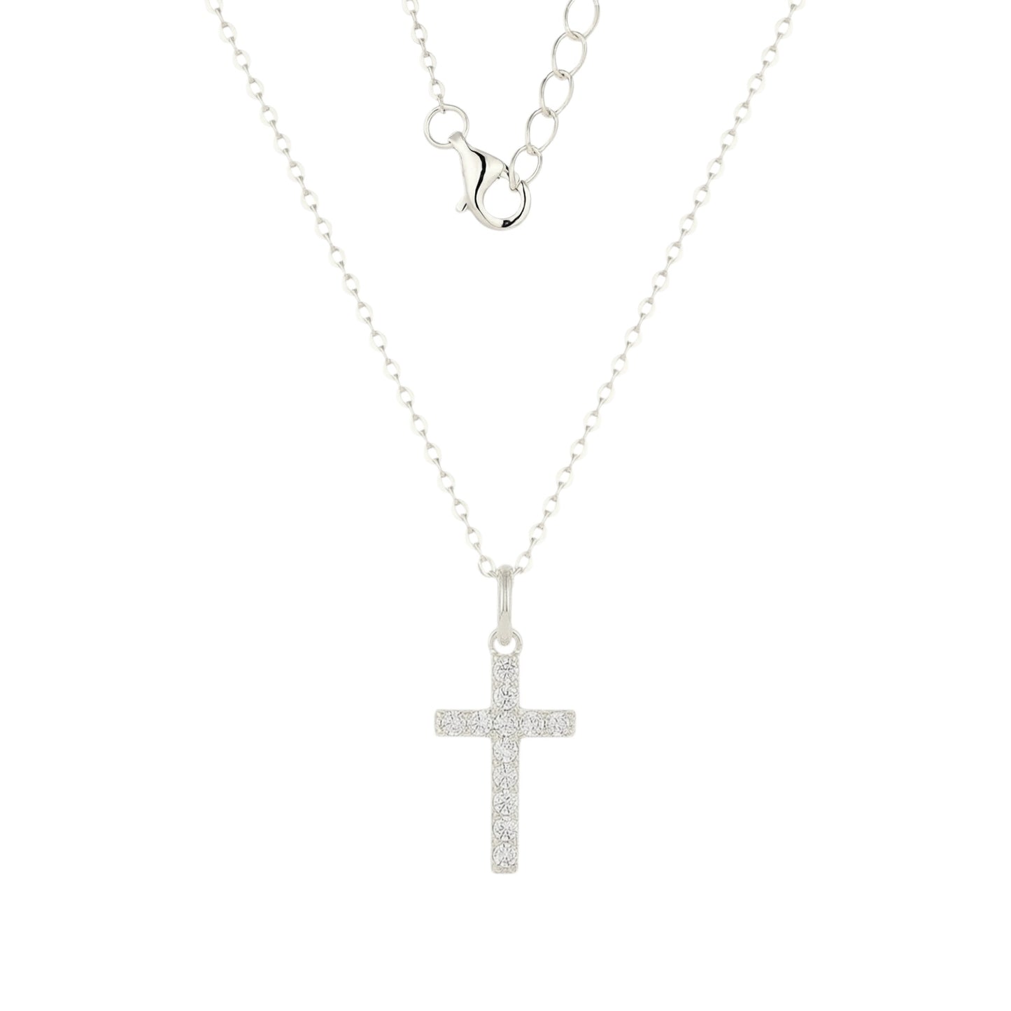 Zirkonia Kreuz Halskette - 925 Silber