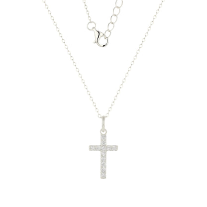 Zirkonia Kreuz Halskette - 925 Silber