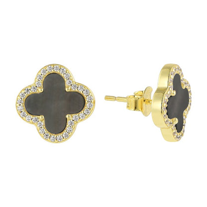 Schwarzer Perlmutt Ohrstecker - 925 Silber