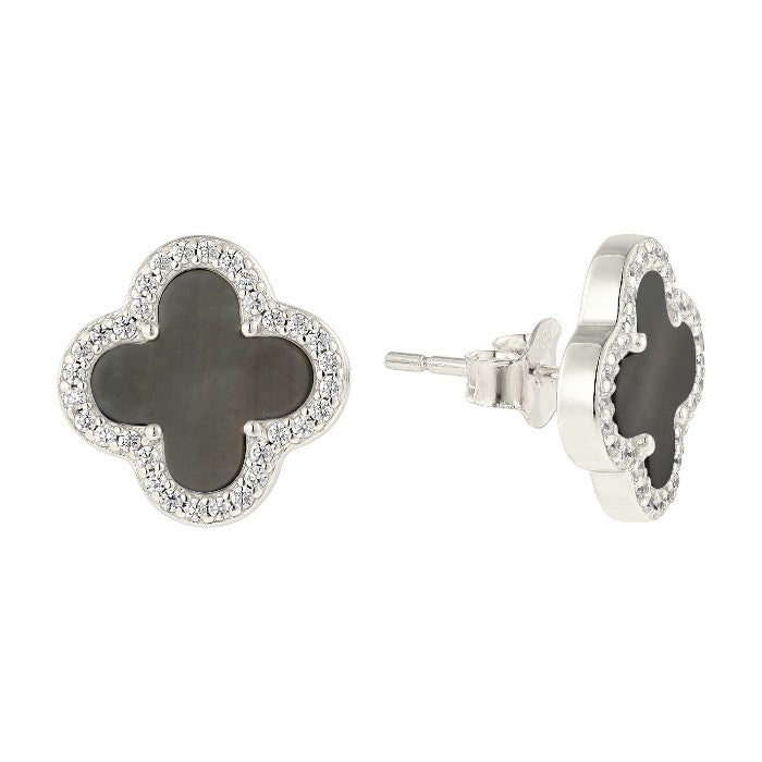 Schwarzer Perlmutt Ohrstecker - 925 Silber