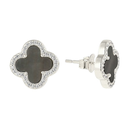 Schwarzer Perlmutt Ohrstecker - 925 Silber