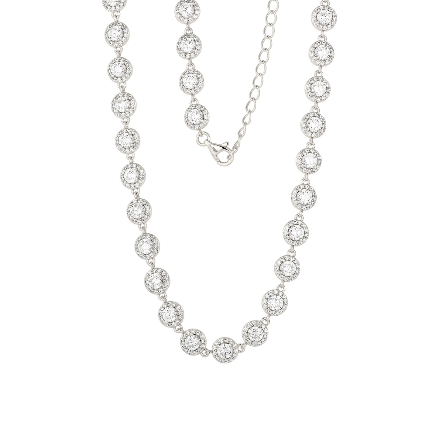 Square Zirconia Necklace - 925 Silver