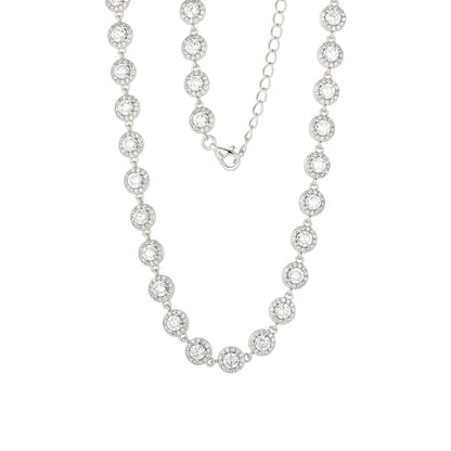 Square Zirconia Necklace - 925 Silver