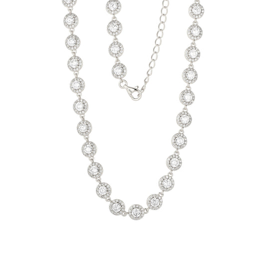 Square Zirconia Necklace - 925 Silver