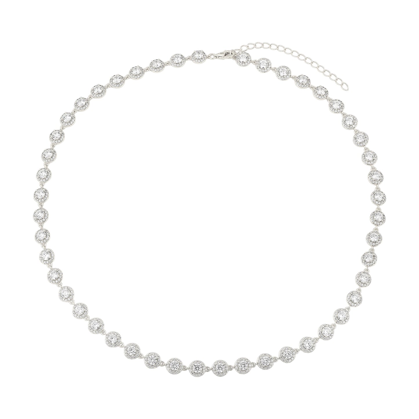 Square Zirconia Necklace - 925 Silver