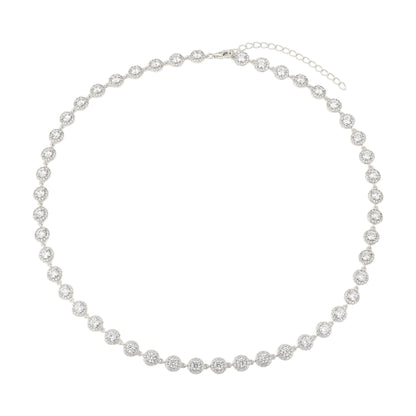 Square Zirconia Necklace - 925 Silver