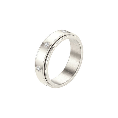 Glatter Zirkonia Steinen Drehbarer Ring - Edelstahl